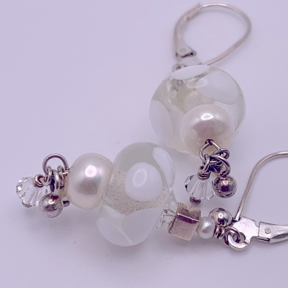 💝 Murano Glass Sterling Silver Earrings 925 - Picture 3 of 6